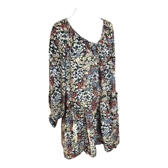 H&M WILDFLOWERS Boho Size XS Midi Length Floral‎ Puff Sleeve Gypsy Peasant Dress - Picture 1 of 16